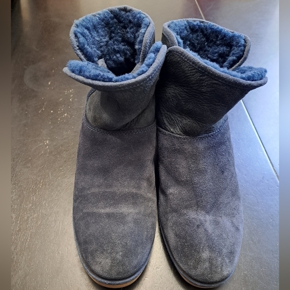 UGG Women's Kristin Blue Suede Ankle Booties Size 7 (37/38) - Picture 2 of 9
